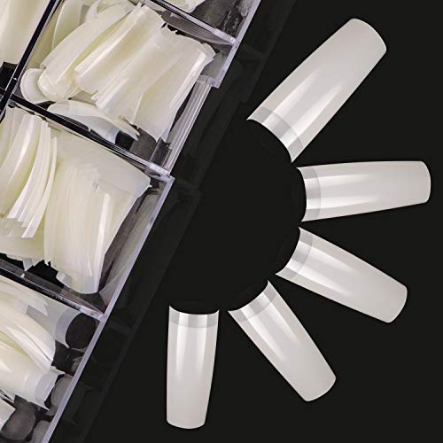 Nail Tips Short False Nails - Ejiubas 15 Sizes Pre-buff Finfish Full Matte Soft Gel Nail Tips, 300Pcs Ultra Fit & Natural Acrylic Nails, Full Cover False Nails with Box for Nail Extensions