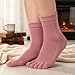Muzrunq Toe Socks Women 4 Pairs Mid-Calf Comfortable Cotton Socks with Toes Breathable and Sweat-Absorbing for Running Athletic 4 Colors Toe ..