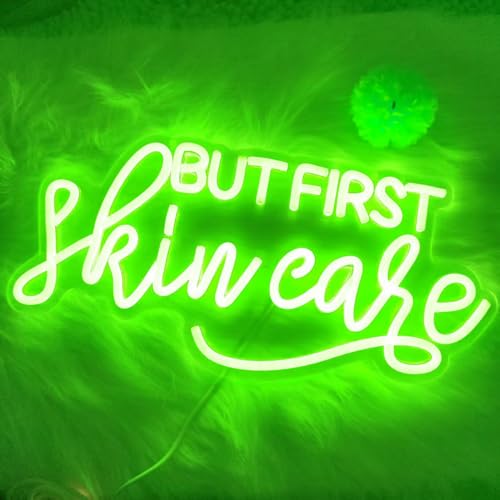 Image of But First Skin Care Led Neon Lights Sign for Home Spa Beauty Cosmetic Salon Wall Decor, Spa Day Gifts for Women,Spa Products Aesthetic Center Salon Door Decorative Acessories(Green)