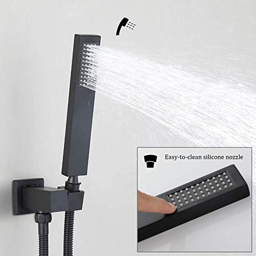 Ensemble combiné de douche de salle de bain noir encastrable LUNEZY