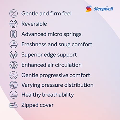 Image of Sleepwell Dual PRO Spring Reversible 8-inch Double Bed Size, Gentle and Firm Spring Mattress with Impressions Memory Foam & Airvent Technology (Grey, 78x48x8)