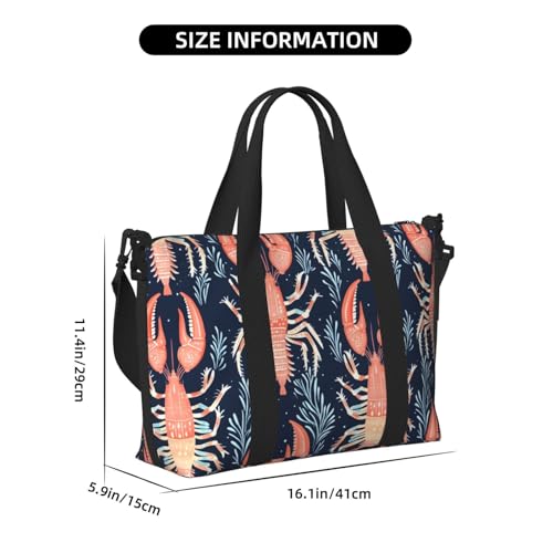 Laptop Tote Bag for Women Work - Vintage Lobster Print Weekender Overnight Bags for Women Travel, Gym Duffle Bag for Men, Personal Item Crossbody Travel Bags for Men Carry On2