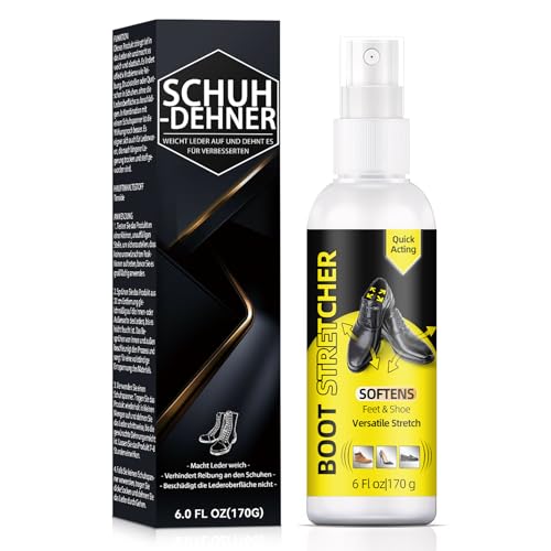 Halldeli Spray Ensanchador de Zapatos 170 g, Spray para Cuero, Ablandador de Zapatos Mujer y Hombre, Spray para Zapatos y Botas Ajustadas, Tacones, Botines, Mocasines y Zapatos de Vestir