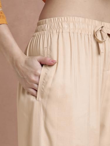 Image of TWIN BIRDS Women Viscose Kurti Pants | Straight Fit Ethnic Daily Trousers