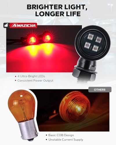 Image of Mini Led Turn Signals Motorcycle Blinkers 4LEDs Red Amber Rear Turn Signals universal bullet signal lights Fit for Honda Yamaha Suzuki Kawasaki Harley Chopper Bobber