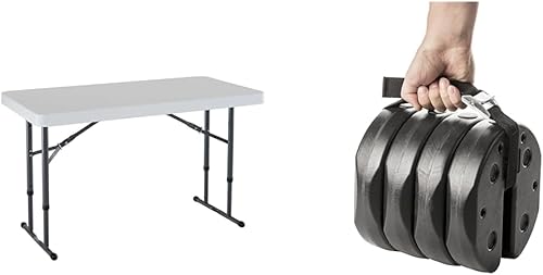 Miniatura 10 de Mesa plegable Lifetime 80161 comercial de altura ajustable con 4 patas Granito blanco