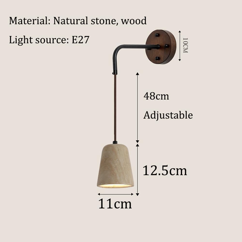 Apliques de Pared para Baño Vintage, Apliques de Pared de Mármol Modernos, Aplique de Pared de Piedra Natural, Lámpara de Pared Rústica de Madera Industrial Vintage de Mediados de Siglo para