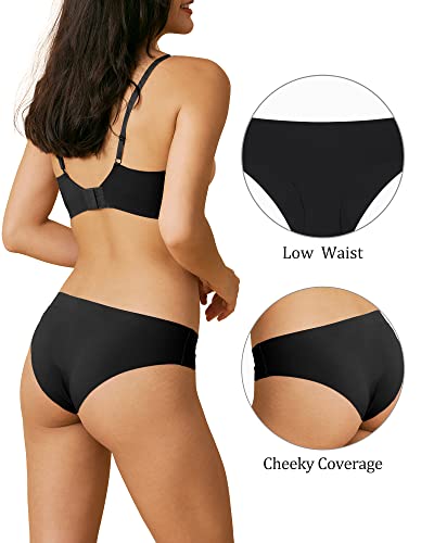 Image of SHARICCA Women Seamless Cheeky Bikini No Show Panties Ladies Invisible Breathable Briefs Soft Stretch Underwear Multi Pack