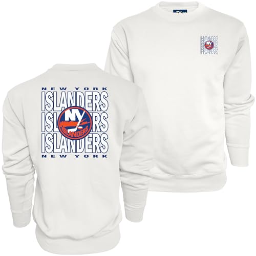 Blue 84 New York Islanders NHL Officially Licensed Crewneck Sweatshirt Front/Back Curl White, XX-Large