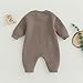 allshope Newborn Baby Boy Fall Outfit Romper Little Dude Embroidery Long Sleeve Jumpsuit Bodysuit Infant Winter Clothes (Mocha, 0-3 Months)