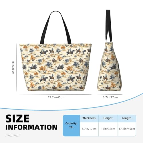 Large Beach Bags for Women Sandproof - Western Cowboy Print Summer Work Travel Tote Bags with Zipper2