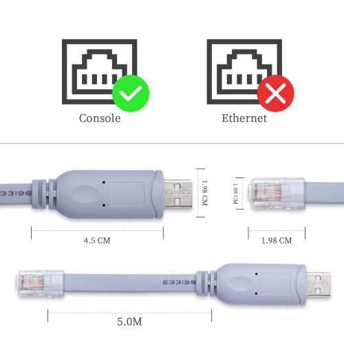 Image of 16FT USB Console Cable, USB to RJ45 Serial Adapter Compatible with Cisco, HP, NETGEAR, Huawei, Routers /Switches for Laptop in Windows, Mac, Linux