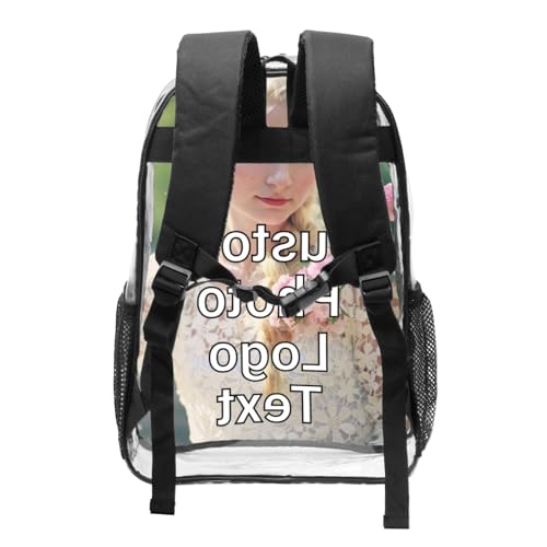 Custom Transparent Backpack with Name Personalized Clear Travel Bags Customize for Adults Men Women Casual Camping-Photo3