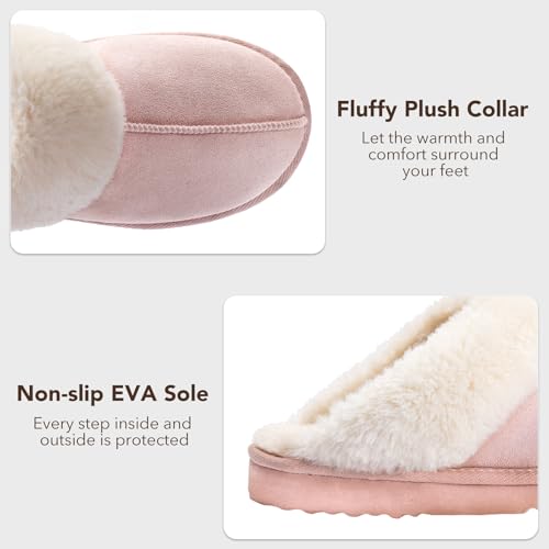 Women's Fuzzy Slippers, Warm and Cozy Slip On Fluffy Winter House Shoes for Women, Comfy Faux Suede Ladies House Slippers Indoor and Outdoor with Memory Foam3