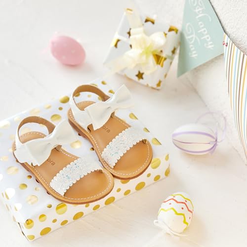 Image of Felix & Flora Toddler Girl Sandals - Little Girl Easter Dress Shoes Lightweight Open Toe Beach Holiday Flats