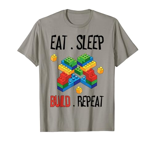 Divertente mangiare sonno costruire ripetere blocchi di costruzione uomini donne giovani Maglietta