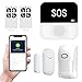 eMylo Kit de Alarma WiFi Inteligente, Sistema de Alarma de Seguridad para el Hogar, 4 Piezas (Alarma + IR + Imán de Puerta + Mando a Distancia), para Casa, Apartamento, Compatible con Smart Living