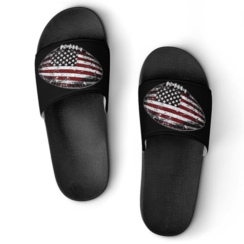 Football U.S. Flag Vintage House Sandals Non-Slip Bathroom Slippers Beach Summer Shoes for Men Women
