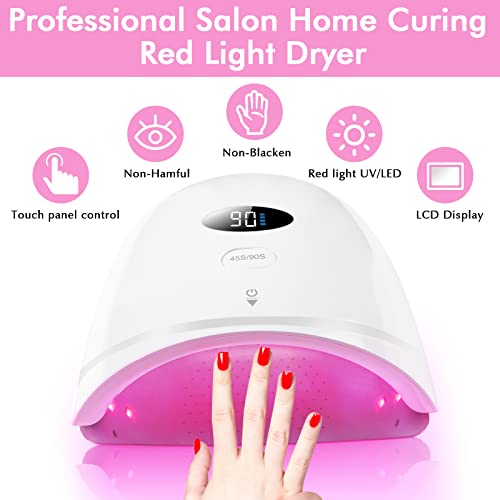 Uv Led Nail Lamp,Gel Uv Nail Light For Gel Nails Polish Curing With Smart Sensor 2 Timer Setting, Cordless Portable Nail Dryer Removable Stainless Steel Bottom & 24 Red Light Beads For Nail Art Tools #TOP5