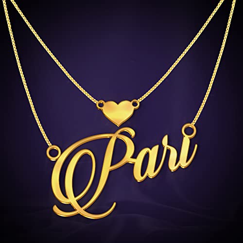 Image of Pari Cursive Gold & Silver Name Pendant Necklace, Best Jewelry Gift for Girls.