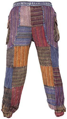 Gheri Men's Patchwork Peace Elastic Waist Hippie Gypsy Trousers4