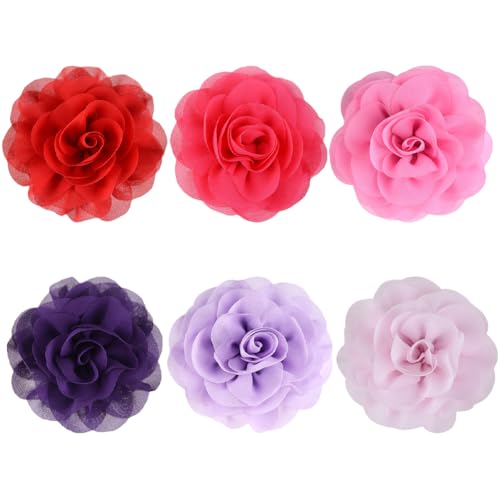 GSHLLO 6 Pcs Dog Collar Flower Attachment Puppy Collar Floral Charms Pet Flower Bow Ties Colourful Cat Collar Rose Flowers Fancy Soft Kitten Collar Charms for Birthday Festival