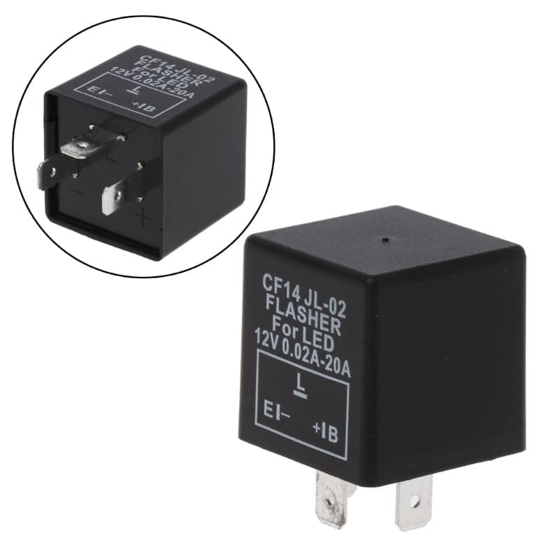 LED 12V Indicator Relay Load Independent 0.02-20A 3 Pin CF14 Electronic Flasher Relay Fits for Car Vehicle Turn Signal & Hazard Warn