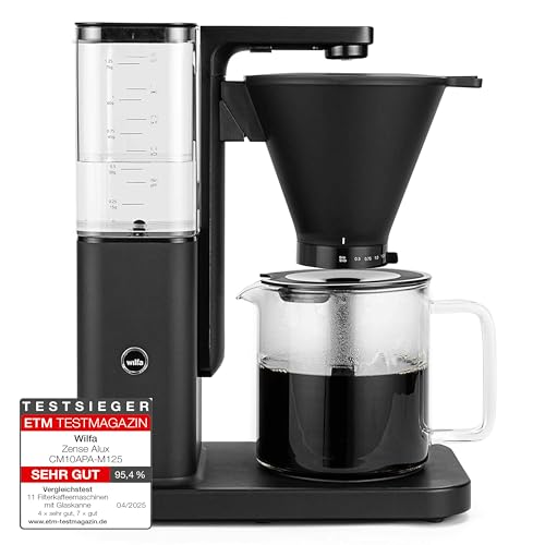 Wilfa Zense Alux Filterkaffeemaschine - 1,25L abnehmbarer Wassertank - Warmhaltefunktion - Tropfstopp & Auto-Abschaltung - einstellbarer Durchlauf - Aluminiumgehäuse (schwarz)