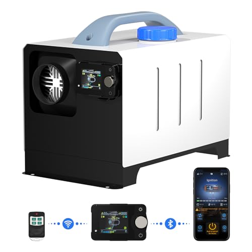 Diesel Heater All in One 8KW 12V /24V Portable Diesel Air Car Parking Heater with Bluetooth Control LCD Switch Display and Silent Oil Pump, Fast Heating, for RV, Garage, Car Trailer, Boat-White