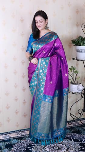 Image of SGF11 Women's Kanjivaram Pure Handloom Soft Silk Saree With Blouse Piece