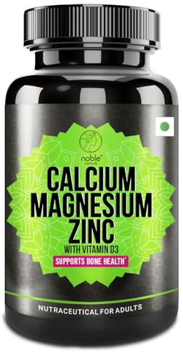 Noble Nature Calcium Magnesium Zinc with Vitamin D3 - Essential Mineral Supplement 90 Tablets - Promotes Bone Health and Immune Support