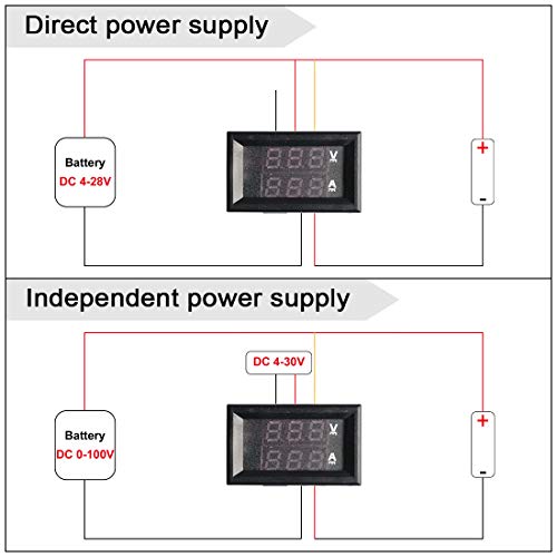 Image of AKK LED Digital Voltmeter Ammeter Blue Red LED Amp Dual Digital Display Voltage Meter, Electronic Monitors and Monitor modules for Monitoring Electric Current and Electrical Signals