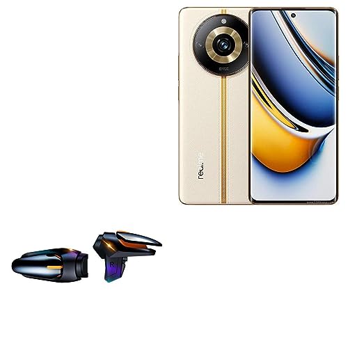 BoxWave Gaming Gear Compatible with Realme 11 Pro+ - Touchscreen QuickTrigger Auto, Trigger Buttons Autofire Gaming Mobile FPS - Jet Black