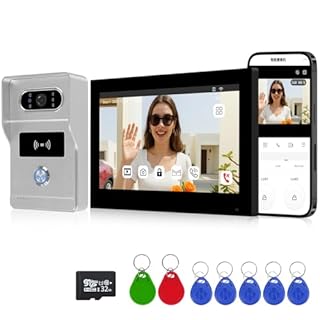 FTes RFKits 2 Fili AHD1080P Videocitofono Intelligente,Tuya WiFi IPS 7‘’ Videocitofono Porta, Sblocco RFID,Impermeabile IP65, Visione Notturna