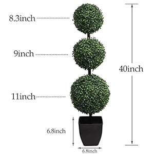 momoplant Artificial Topiaries Ball Tree Outdoor, 3.3ft Fake Topiary Triple Ball Boxwood Trees(2 Pieces), Faux Shrubs Plants Potted Green Decorative Indoor Porch or Garden(40inch) momoplant Artificial Topiaries Ball Tree Outdoor 33ft Fake Topiary Triple Ball Boxwood Trees2 Pieces Faux Shrubs Plants Potted Green Decorative Indoor Porch or Garden40inch