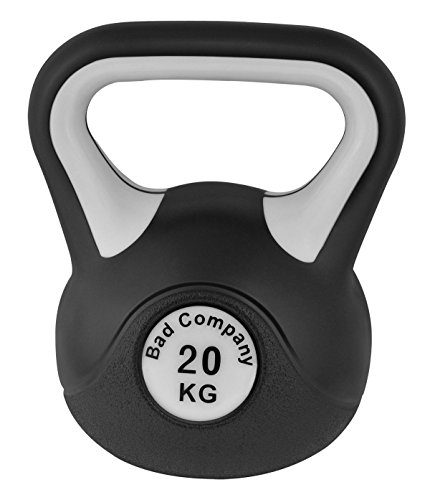Bad Company Kettlebell I Kugelhantel aus Kunststoff I Schwunghantel Workout in verschiedenen Gewichtsstufen I 20 kg (Black & White)