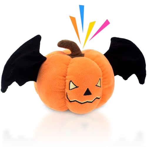 Halloween Squeaky Dog Toys Funny Pumpkin for Puppy Small and Medium Dogs Crinkle Pumpkin Puppy Toys with Wings Cute Plush Dog Chew Toys