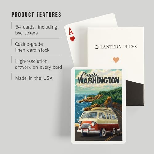 Lantern Press Cruise Washington, Juego de Naipes Poker miniatura 3
