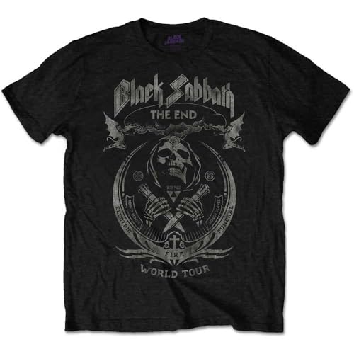Black Sabbath T-Shirt pour Homme : The End Mushroom Cloud (Distressed), Noir, S