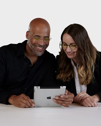 Image of ThinOptics unisex-adult Manhattan Blue Light Blocking Glasses Round Reading Glasses