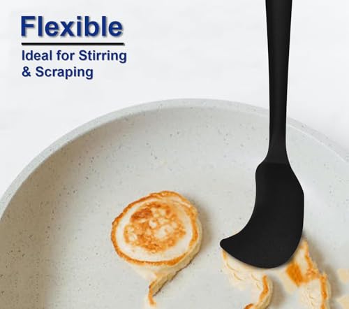 Image of Dribble Premium Big & Sturdy Silicone Spatula Set of 3, Heat Resistant Spatulas for Non Stick Cooking,Baking & Mixing-BPA-Free & Food Grade, Black