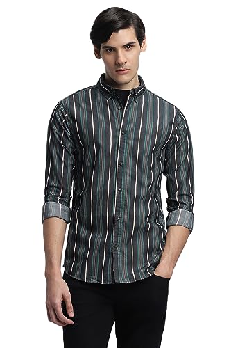 Image of Dennis Lingo Men's Cotton Striped Slim Fit Shirt