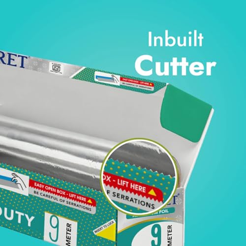 Image of Claret Food Grade Aluminium Foil Roll | 9 Meter | Kitchen Foil for Wrapping Roti Snacks Lunch | Safe & Hygienic Foil for Everyday Use (Pack Of 1)