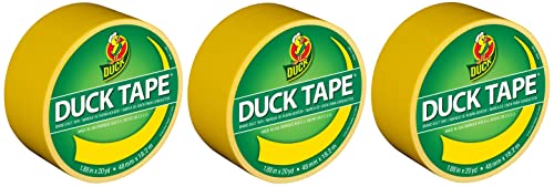 Image of Duck Brand 1304966 Color Duct Tape, Yellow, 1.88 Inches x 20 Yards Each Roll, 3 Rolls