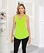 Smile Fish Women Summer Deep V Neck Tank Top Loose Fit Flowy Sleeveless Shirt Cotton Neon Green,L