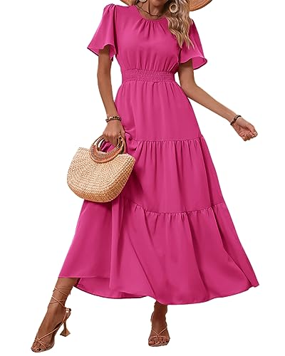 Image of PRETTYGARDEN Women's Casual Smocked Boho Floral A-Line Maxi Dress 2026