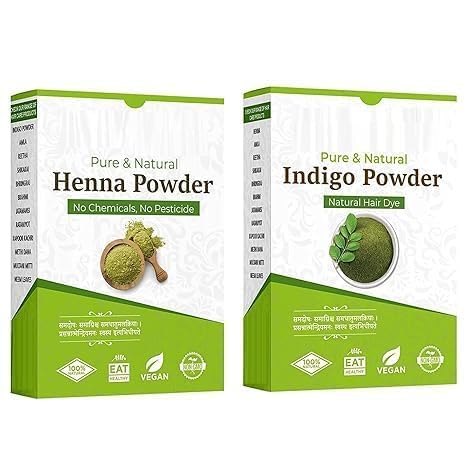 SS Natural Dye For Black Hair (Henna Powder, Indigo Powder Combo Pack) (200g+200g = 400g)