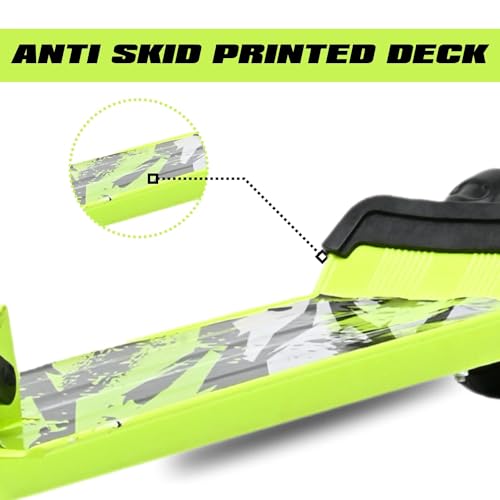 Image of Kick Steel Scooter for Kids, 3 Adjustable Height Scooter, Foldable & Attractive PVC Wheels with Rare Brakes for Kids Age Upto 3+ Years Strong Steel Base Heavy Dute Upto 70kg (with Shocker) (Green)
