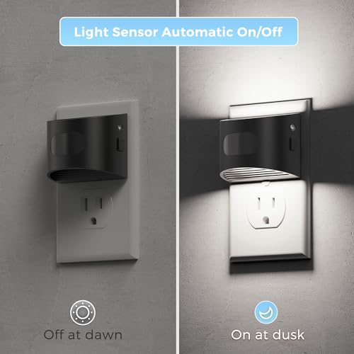 Image of L LOHAS LED Night Light with Motion Sensor & Dusk to Dawn Sensor, Night Lights Plug into Wall with 30-100lm Adjustable Brightness, Dimmable Night Light for Bathroom, 5000K Daylight White, 4 Pack