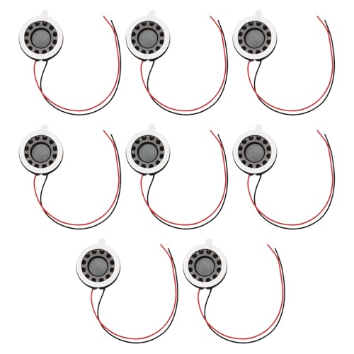 Create idea 8PCS 18 Mm 8 Ohmios 0,5 W Minicable de Altavoz de Bricolaje Longitud de 80 Mm Forma Redonda Altavoz de Repuesto para Reproductores de Música Timbres Alarmas